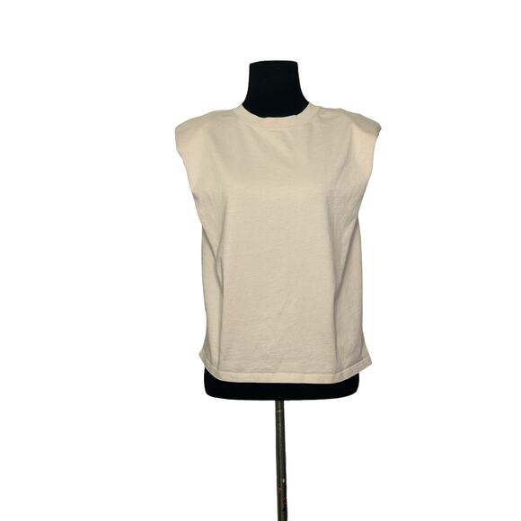 Aritzia Babaton Beige Padded Shoulder Sleeveless Top size XS - Picture 1 of 13